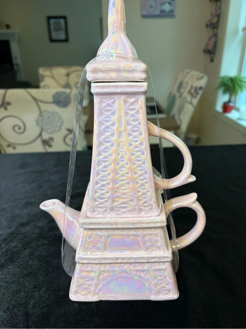 Iridescent Pink Eiffel Tower Teapot Set - Picture 2 of 8